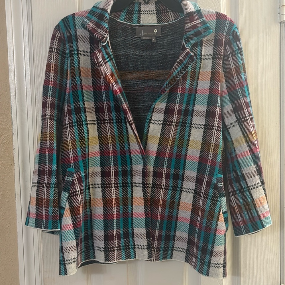 Anthropologie NWT Rosetta Cropped Plaid Jacket Size M